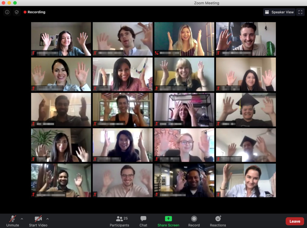 Group of people participating in a virtual leadership program